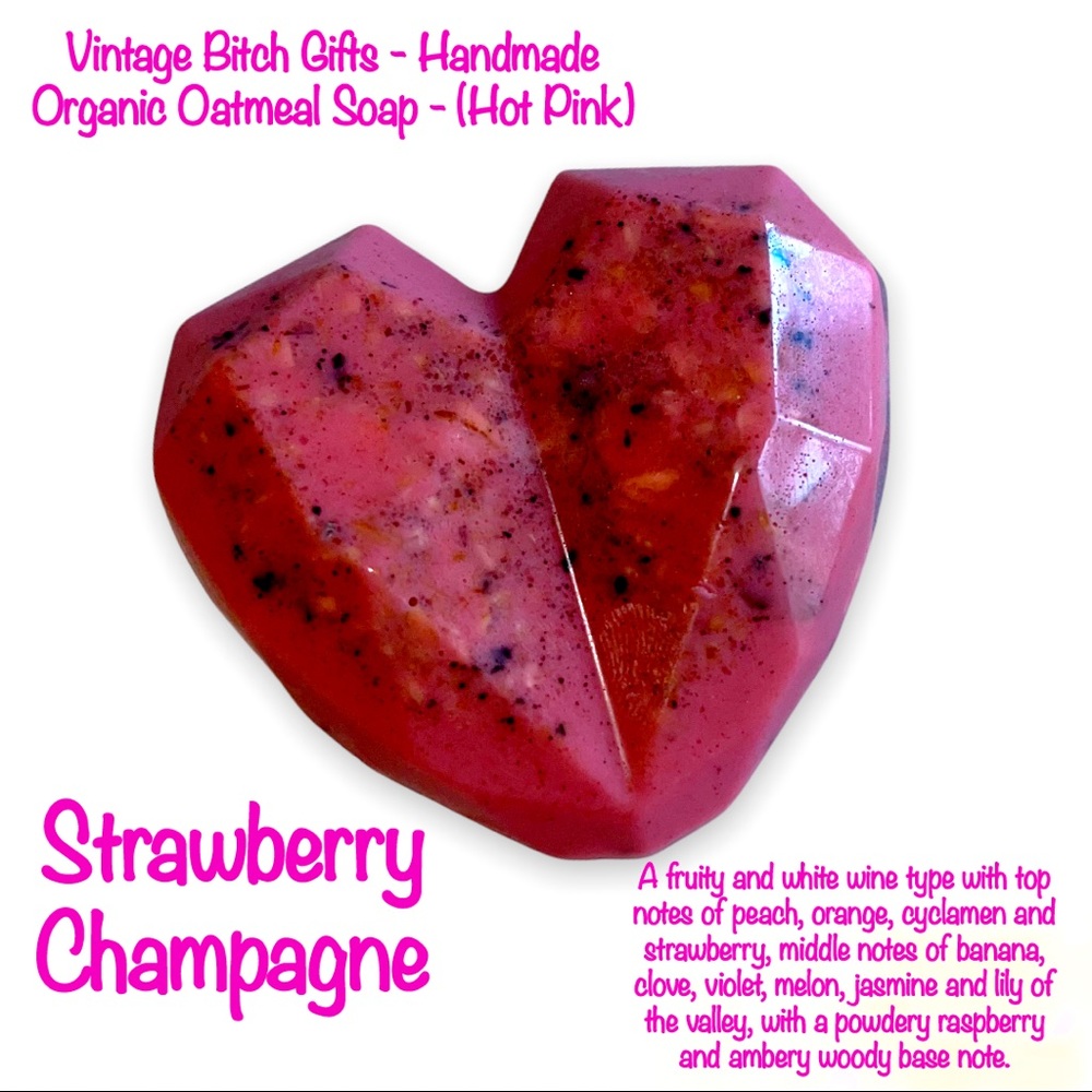 VintageBitch Gifts - Strawberry Champagne Organic Oatmeal Soap - (Hot Pink)